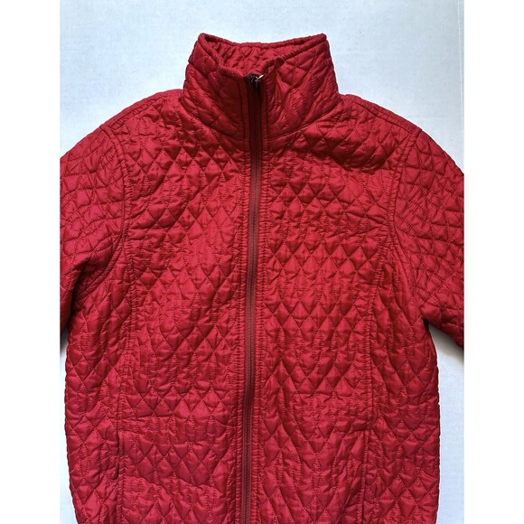 Lands’ End Red Quilted Puffer Coat Women’s Small Red Zip Up Primaloft Jacket - Picture 3 of 14